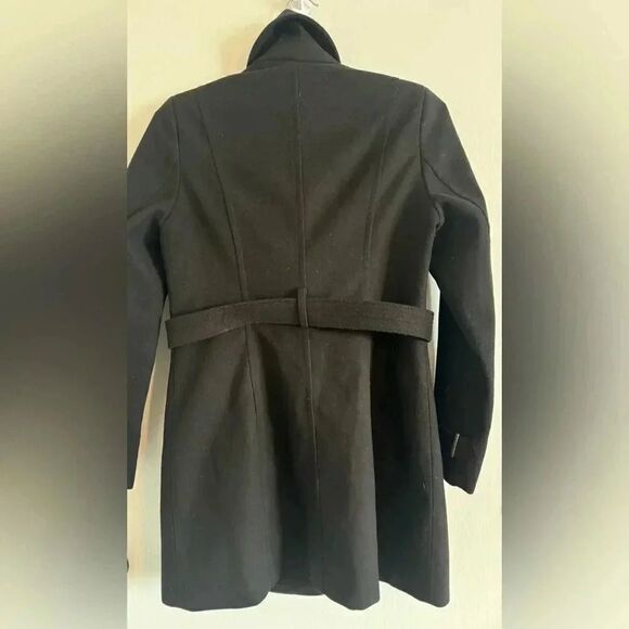 Black Rivet Pea Coat with belt | Size Medium | Black - Picture 2 of 14